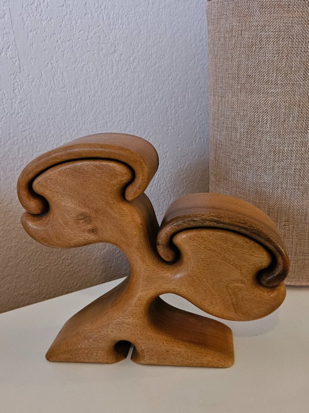 Vintage Buss English Walnut Hand Carved Wood Puzzle Trinket / Jewelry Box
